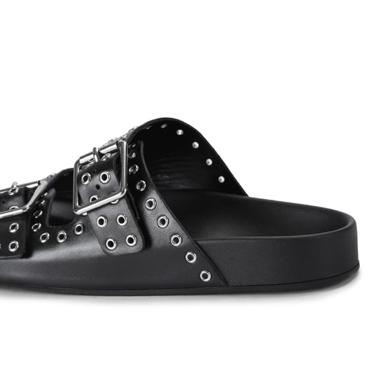 Leather Abbot Black Leather Sandals - Image 3