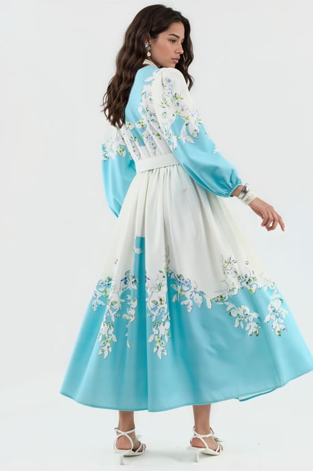 Bloemen Maxi Jurk met V-hals en Knoopdetails - Image 2
