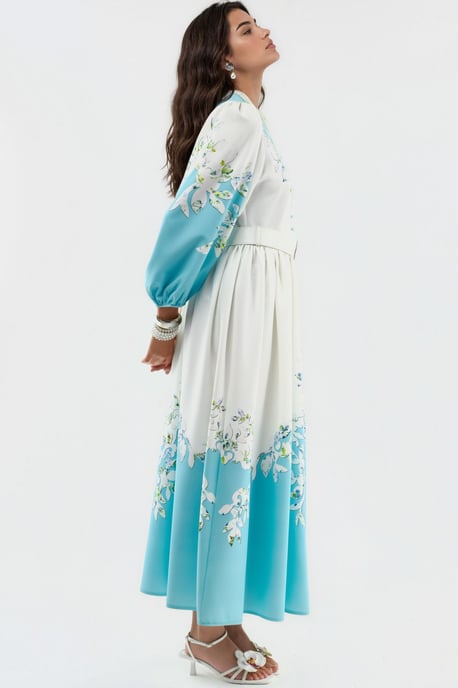 Bloemen Maxi Jurk met V-hals en Knoopdetails - Image 3