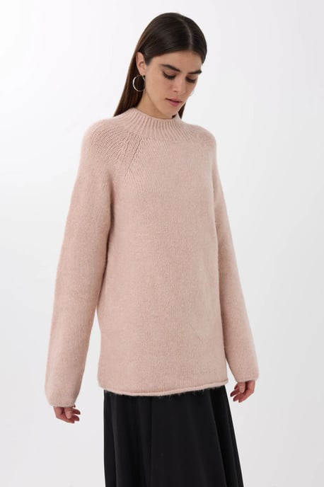 Oversized High-neck Knit Sweater - Image 3