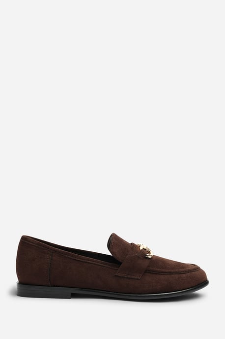 Wheres That From Womens Freyja Knot Trim Hardware Detail Flat Loafers in Brown Suede - Image 2