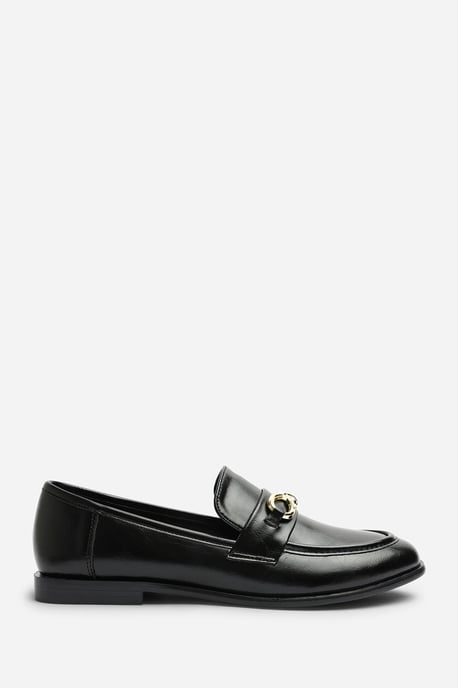 Wheres That From Womens Freyja Black Knot Trim Hardware Detail Flat Loafers - Image 2