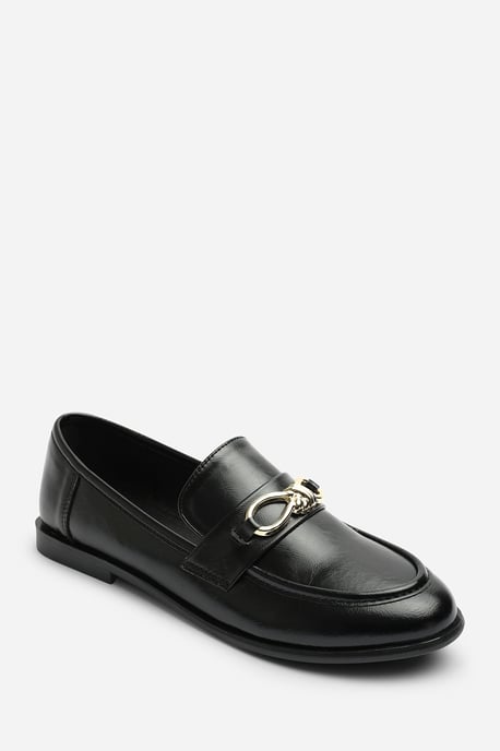 Wheres That From Womens Freyja Black Knot Trim Hardware Detail Flat Loafers - Image 3