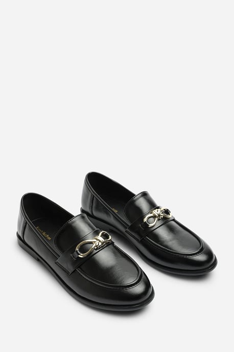 Wheres That From Womens Freyja Black Knot Trim Hardware Detail Flat Loafers - Image 4