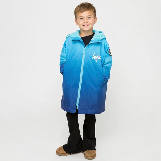 Blue Fade Boys Dry Robe Jacket Warm Changing Swim Outdoor Coat - Image 4