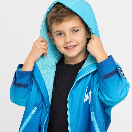 Blue Fade Boys Dry Robe Jacket Warm Changing Swim Outdoor Coat - Image 5