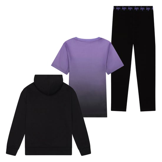 Girls 3 Piece Set Incept Hoodie, Short Sleeve Top & Leggings - Image 2