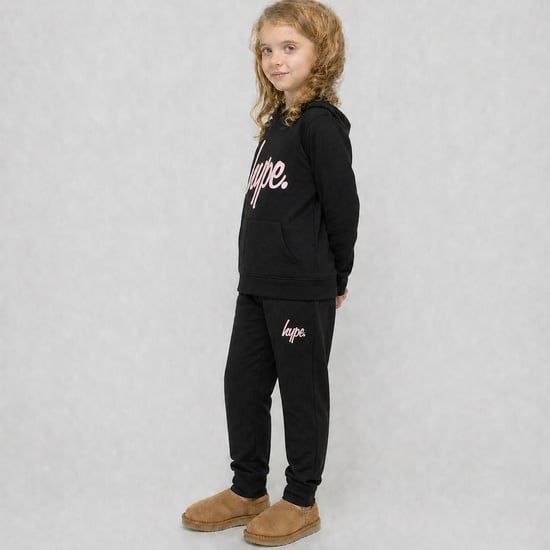 Girls Tracksuit Kids Black Hoodie and Joggers Casual Lounge Set - Image 5