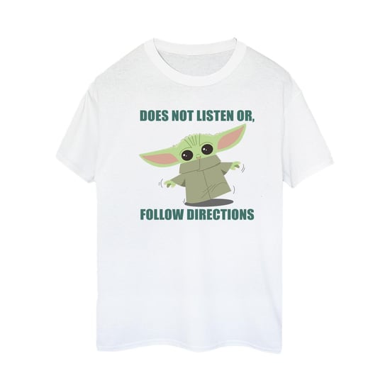 Star Wars Dames/Dames The Mandalorian Grogu Luistert Niet Katoenen Vriendje T-shirt (Wit) - Image 2