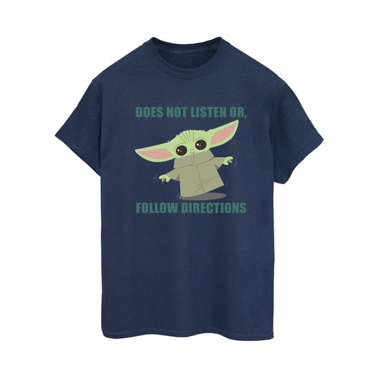 Star Wars Dames/Dames The Mandalorian Grogu Luistert Niet Katoenen Vriendje T-shirt (Marineblauw) - Image 2
