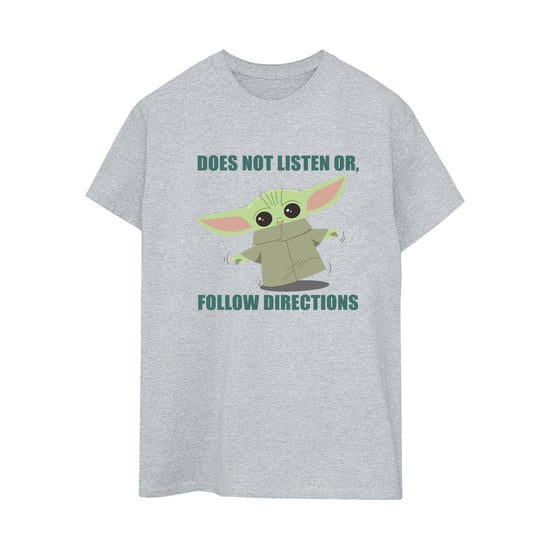 Star Wars Dames/Dames The Mandalorian Grogu Luistert Niet Katoenen Vriendje T-shirt (Sportgrijs) - Image 2