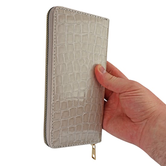 Ladies Croc Print Faux Leather Wallet Compact Card Coin Purse Organiser - Image 2