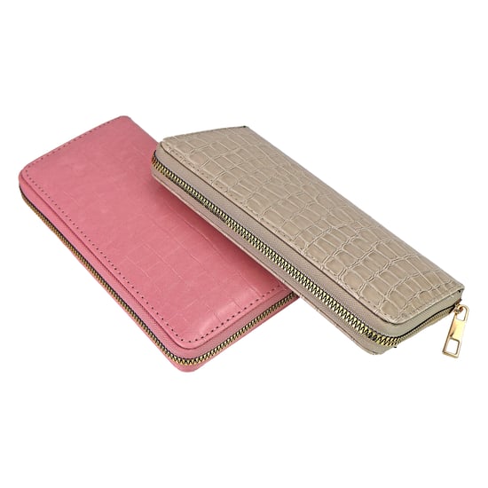 Ladies Croc Print Faux Leather Wallet Compact Card Coin Purse Organiser - Image 4