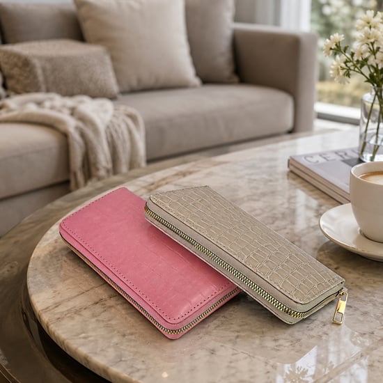 Ladies Croc Print Faux Leather Wallet Compact Card Coin Purse Organiser - Image 5