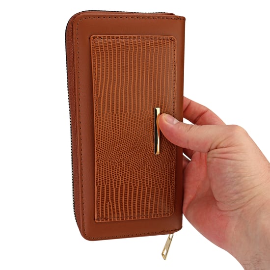 Dam Faux läder plånbok stor texturerad väska med metalldetalj organiserare - Image 3