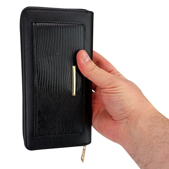 Ladies Faux Leather Wallet Large Textured Purse with Metal Detail Organiser - Image 3