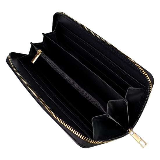 Ladies Faux Leather Wallet Large Textured Purse with Metal Detail Organiser - Image 4