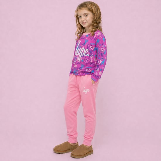 Girls 100% Cotton Scribble Pink Pyjama Set Long Sleeve Nightwear - Image 5