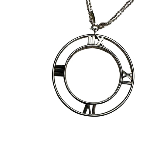 Tiffany & Co. Atlas Roman Numeral Round Pendant Necklace in Silver Sterling Silver Metal - Image 3