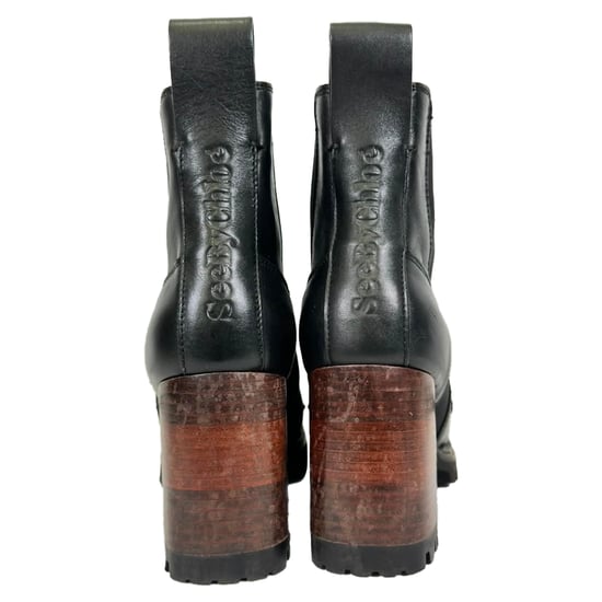 See by Chloé Mallory Glanzende Chelsea Boots in Zwart Leer - Image 3