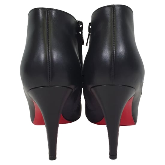 Christian Louboutin Belle 85 Enkellaarsjes in Zwart Kalfskinnen Leer - Image 2
