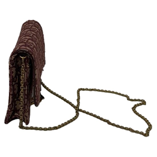 Dior Saddle Oblique plånbok med kedja i vinröd kanvas - Image 2