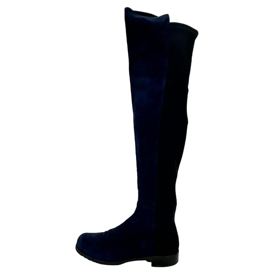 Stuart Weitzman Knee Length Boots in Navy Blue Suede - Image 5