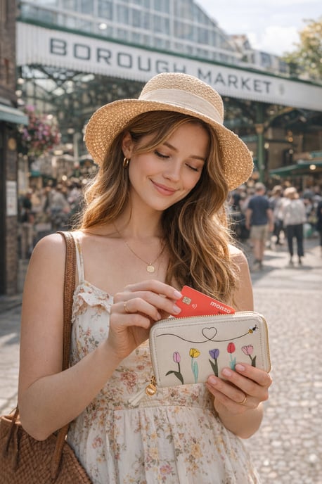 Women’s RFID Floral Zip Around Purse Wallet in Cream - Image 2