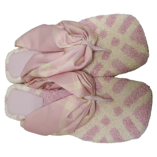 Burberry Check Printed Open-Toe Flat Sandals in Pink Cotton - Image 5