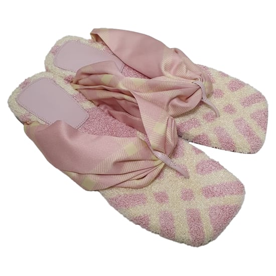 Burberry Check Printed Open-Toe Flat Sandals in Pink Cotton - Image 6