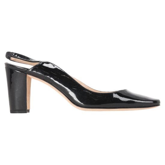 Manolo Blahnik Almond-Toe Slingback Pumps in Black Patent Leather - Image 1