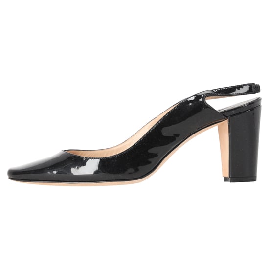 Manolo Blahnik Almond-Toe Slingback Pumps in Black Patent Leather - Image 2