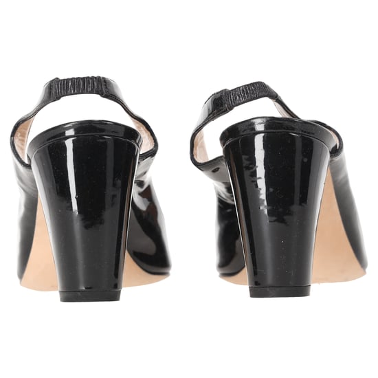 Manolo Blahnik Almond-Toe Slingback Pumps in Black Patent Leather - Image 3