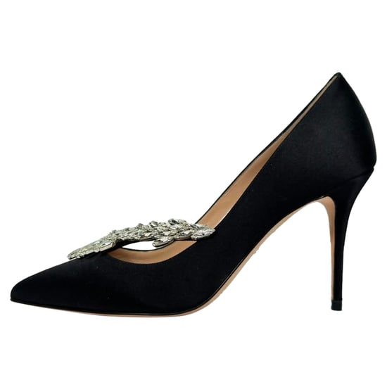 Manolo Blahnik Nadira Embellished Pumps in Black Satin - Image 5