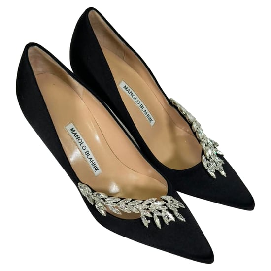 Manolo Blahnik Nadira Embellished Pumps in Black Satin - Image 6