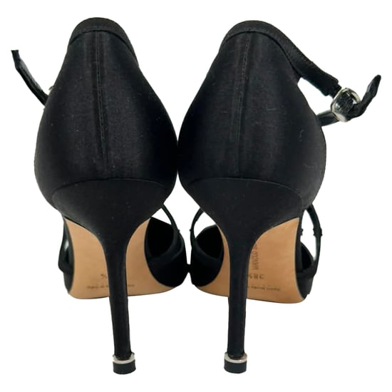 Manolo Blahnik Seneca Crystal-Embellished Pumps in Black Satin - Image 3