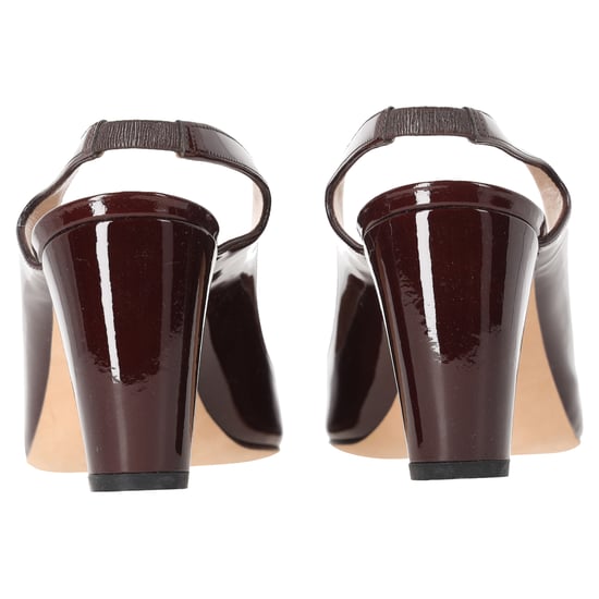 Manolo Blahnik Almond-Toe Slingback Pumps in Burgundy Patent Leather - Image 4