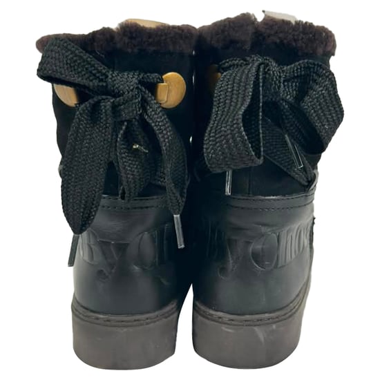 See by Chloé Charlee Shear-Lined Sneeuwschoenen in Zwart Suède - Image 3