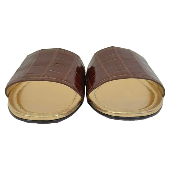 Prada Krokodillenpatroon Slide Flat Sandalen in Bruin Leer - Image 2