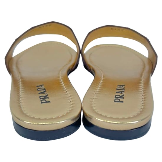 Prada Krokodillenpatroon Slide Flat Sandalen in Bruin Leer - Image 3