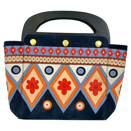 Tory Burch 2017 Appliqué Bermuda Bag in Navy Blue Suede - Image 2