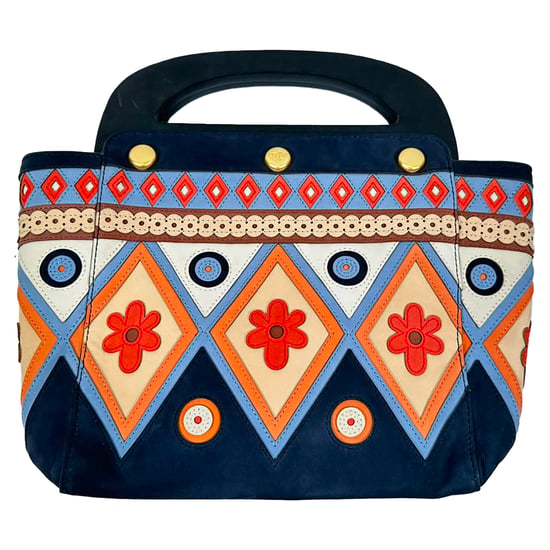 Tory Burch 2017 Appliqué Bermuda Bag in Navy Blue Suede - Image 5