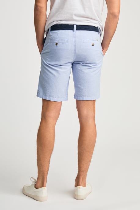 Blue Cotton Oxford Shorts With Belt - Image 2