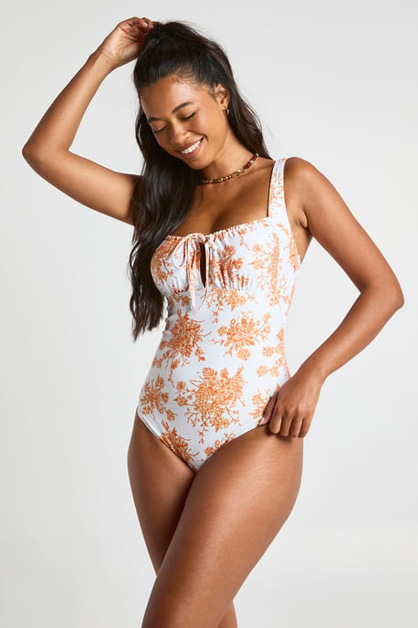 Floral Ruched Detail Swimsuit - Image 1