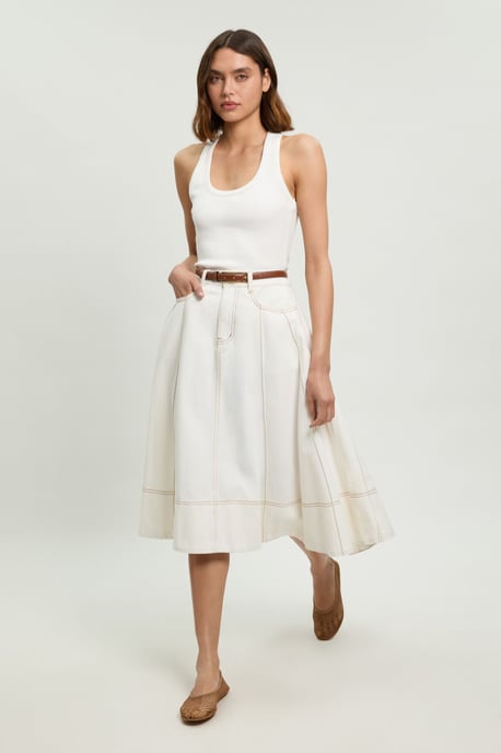 Denim Full Midi Skirt - Image 3
