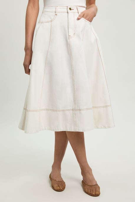 Denim Full Midi Skirt - Image 4