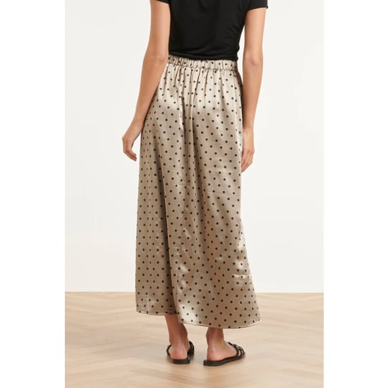 Smashed Lemon Midi rok in champagne met zwarte stippenprint | - Image 3