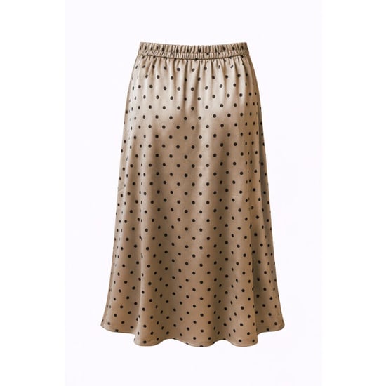 Smashed Lemon Midi rok in champagne met zwarte stippenprint | - Image 4