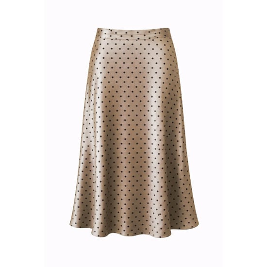 Smashed Lemon Midi rok in champagne met zwarte stippenprint | - Image 6