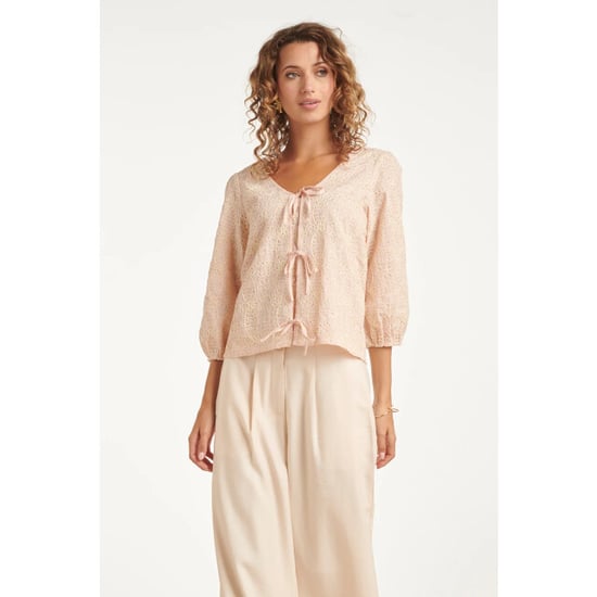 Smashed Lemon Boho top met rijk borduursel en vetersluiting | - Image 2